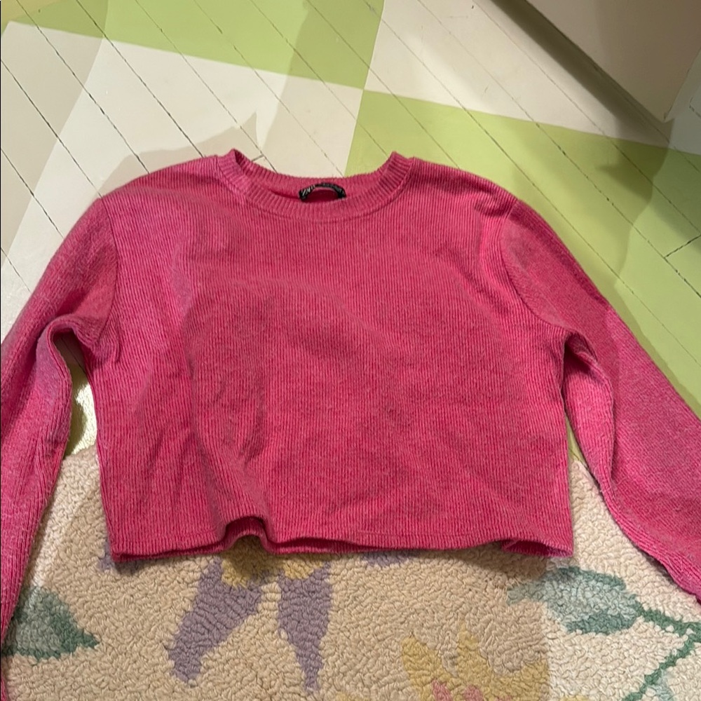 Zara Pink Ribbed Sweatshirt